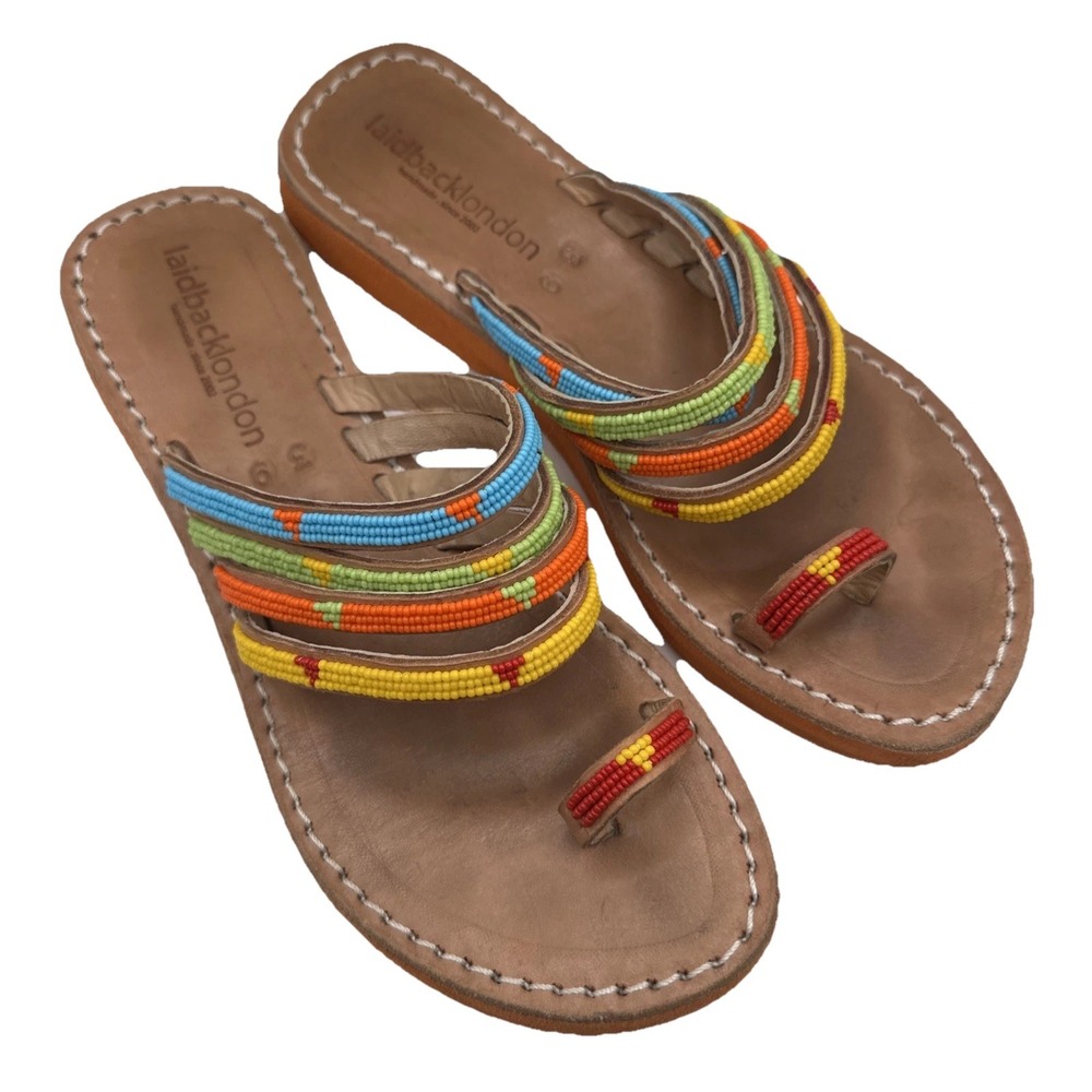 Laidback London Multicolor Beaded Leather Sandal